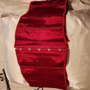 Red satin under breast corset